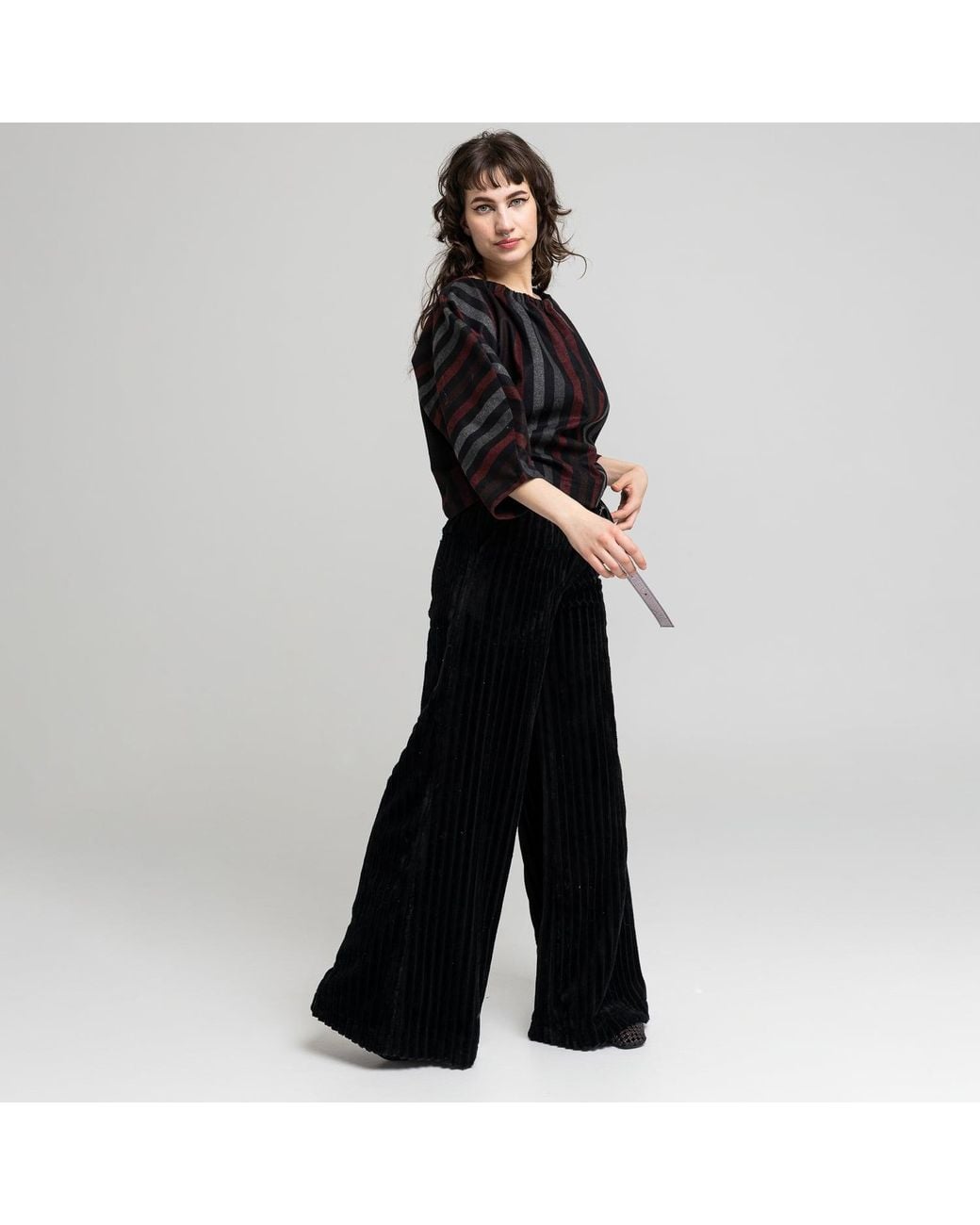 ARTISTA Blue Aurea Striped Oversized Pullover