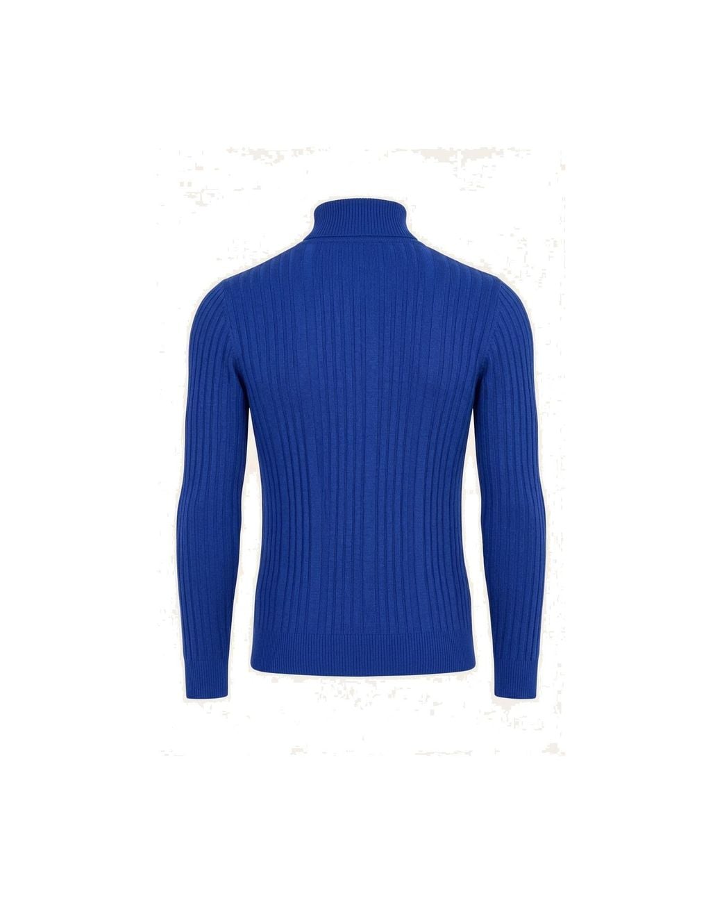 Ron Tomson Blue Roll Neck Ribbed Sweater for men