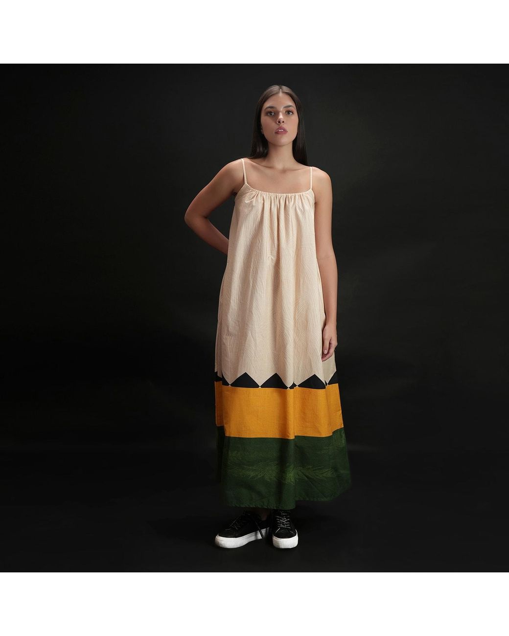 DHARA SHETH DUBAI Yellow Beyond The Horizon Spaghetti Strap Maxi Dress