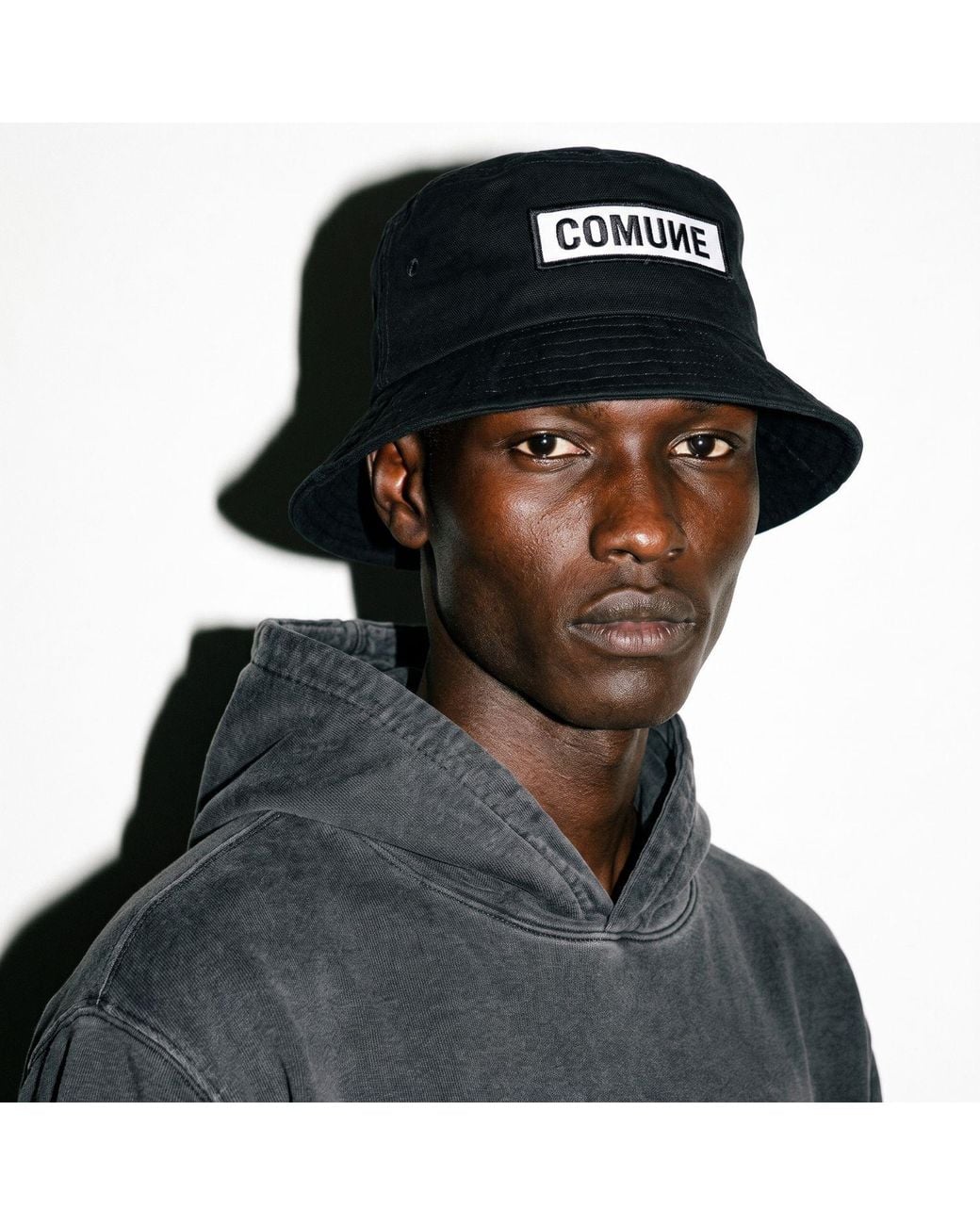 Comune Black Patch Bucket Hat for men