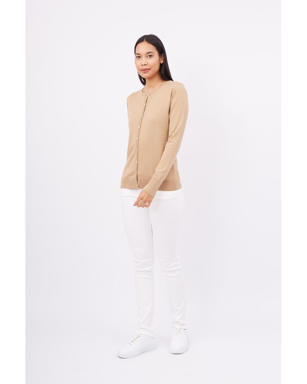 Peraluna Natural Mila O-Neck Basic Cotton Cardigan