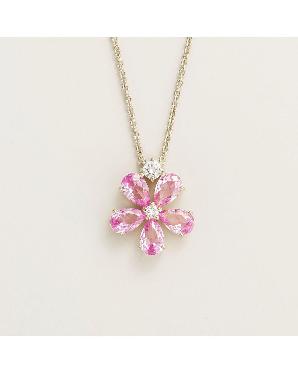 Juvetti Pink Florea Necklace Sapphire & Diamond