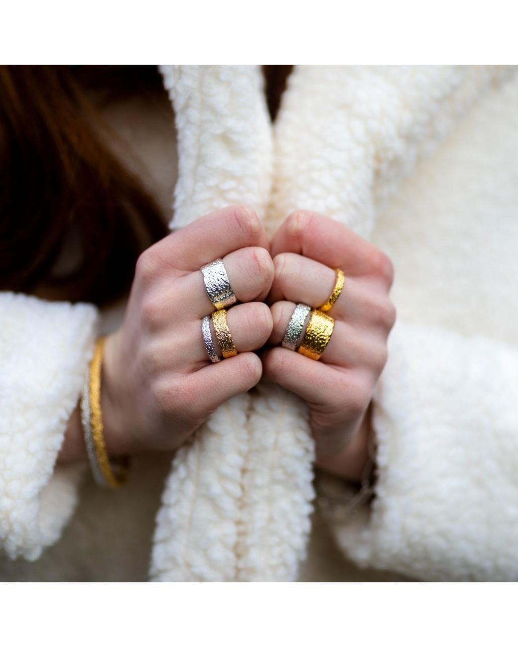 Lucy Quartermaine Metallic Slim Hula Ring In Gold Vermeil