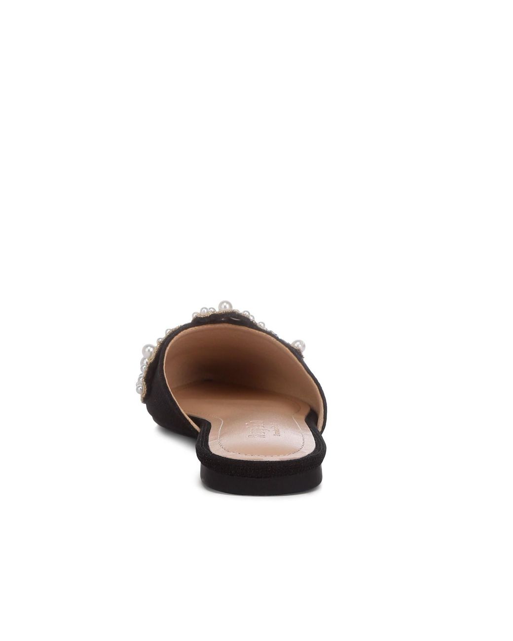 Rag & Co Black Astre Embellished Delicate Pearl Mules