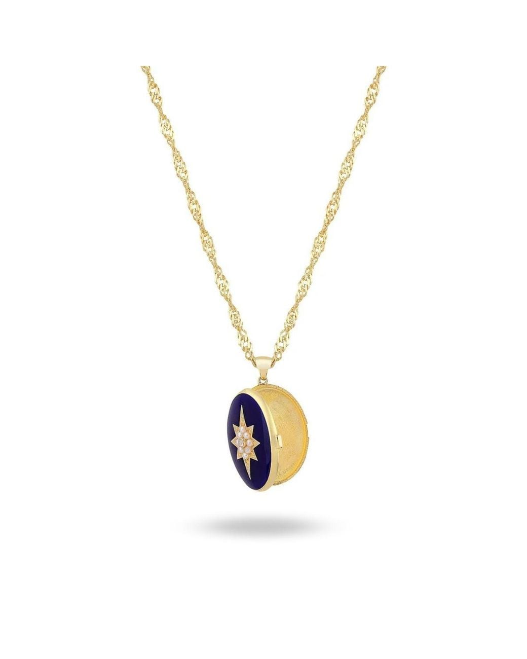 LINYA JEWELLERY White Enamel Pole Star Locket