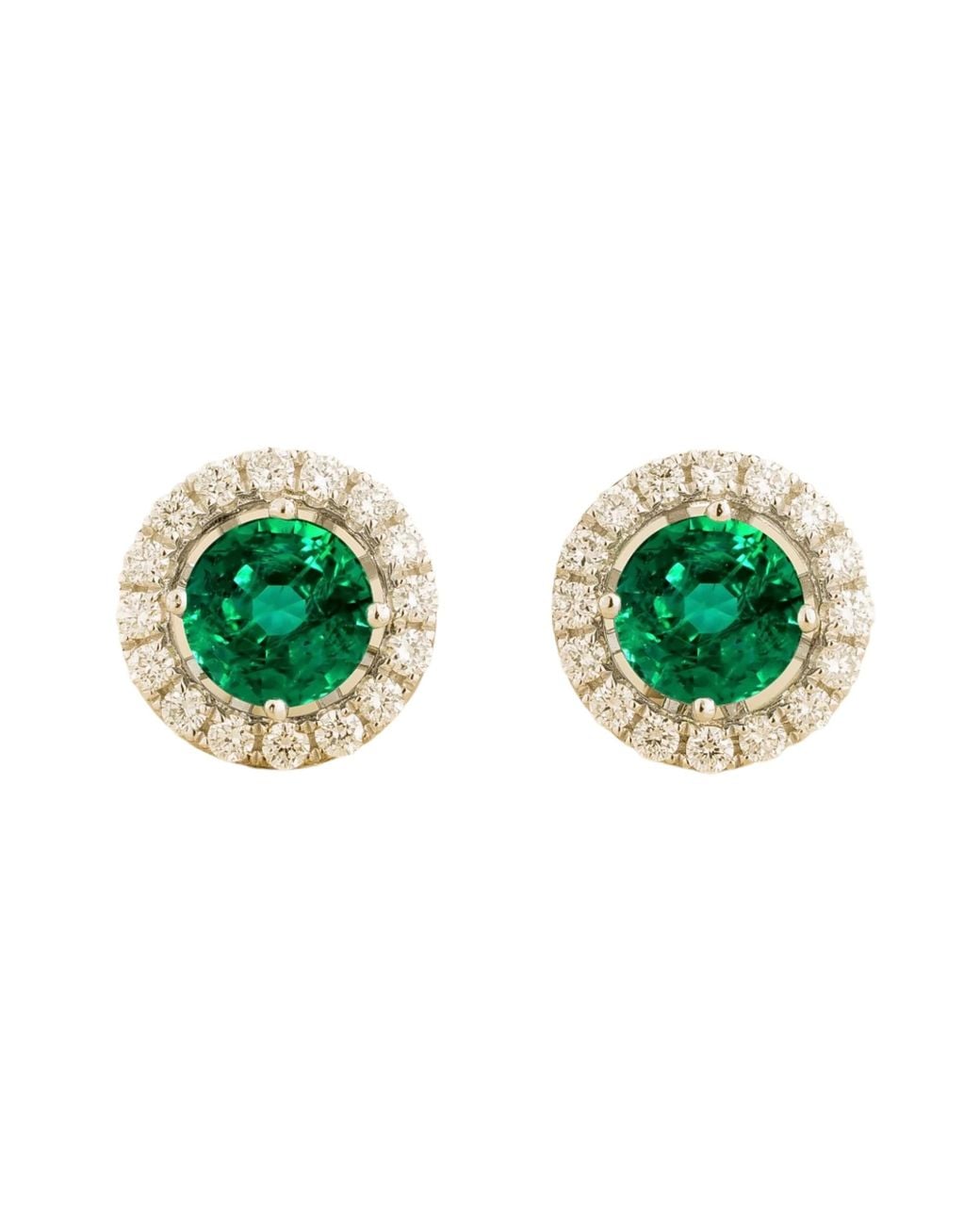 Juvetti Green Floret Earrings Set With Emerald & Diamond