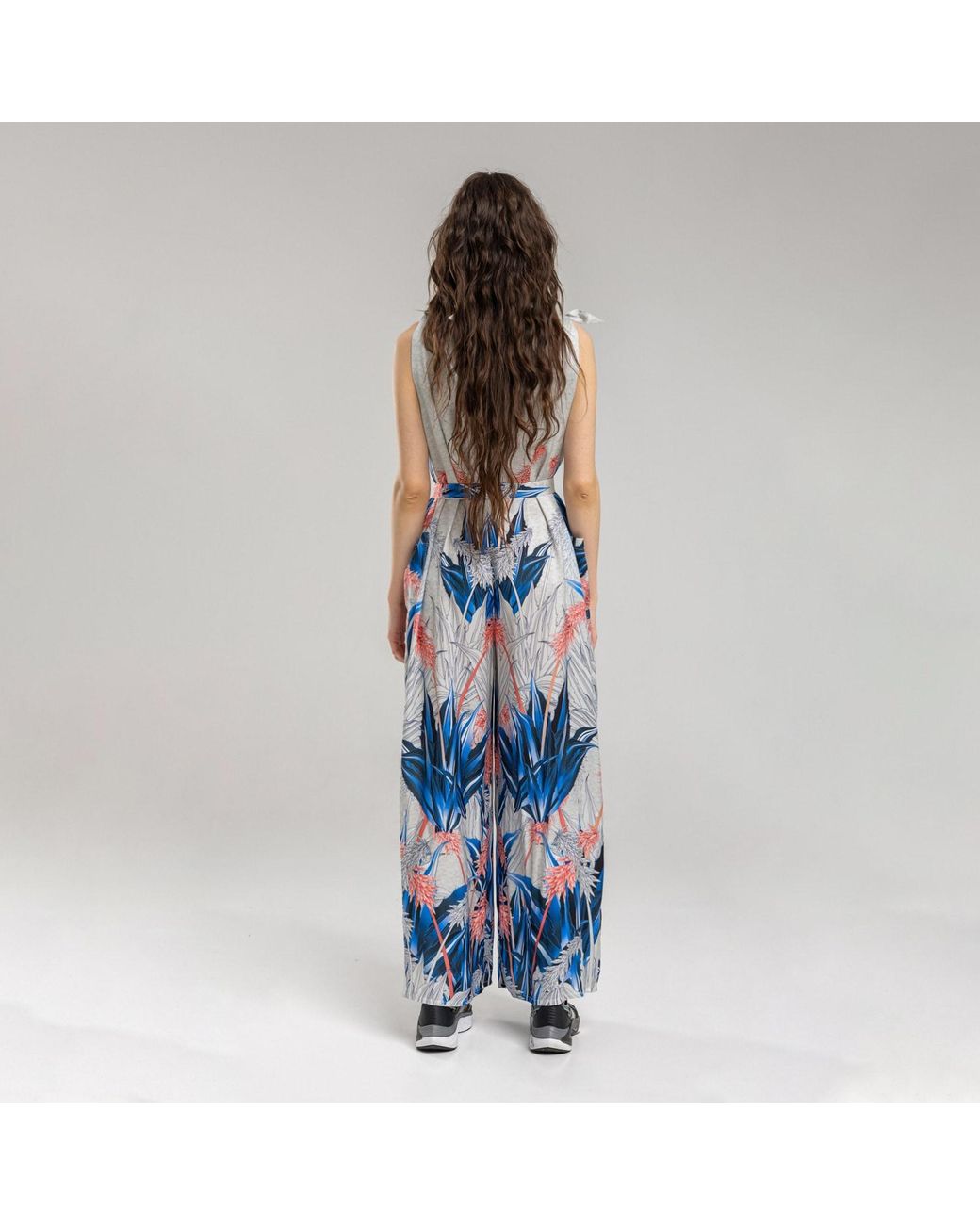 ARTISTA Blue Freya Printed Wide Palazzo Leg Jumpsuit