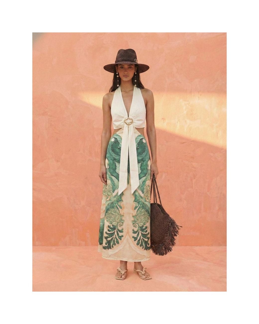 Women & Women Green Neutrals Functional Dress With Elysian Pattern