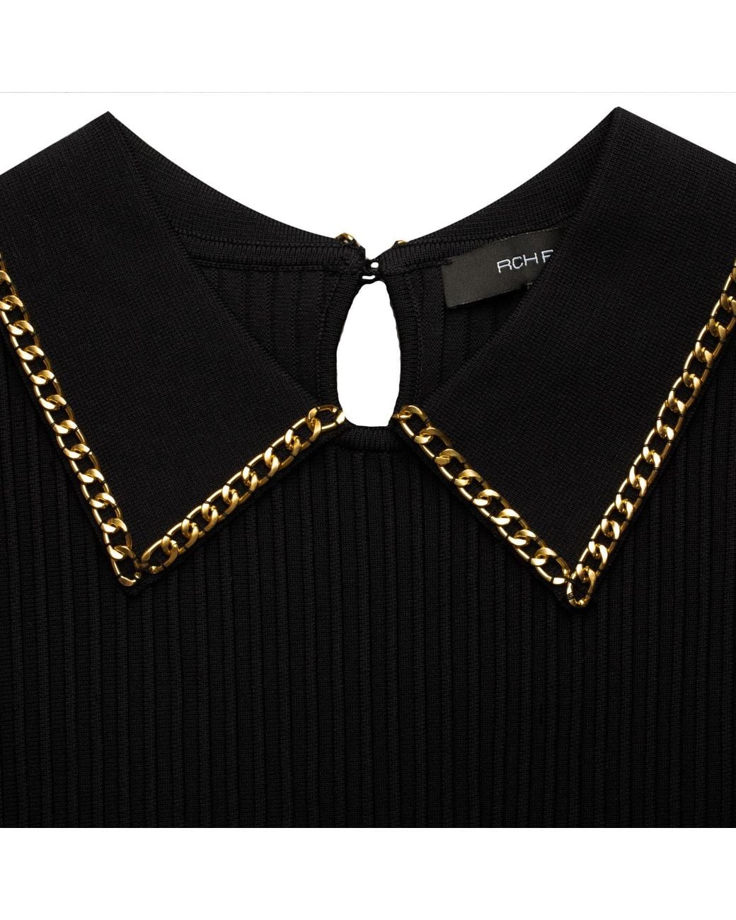 Roch Perel Black Chain Collar Dress