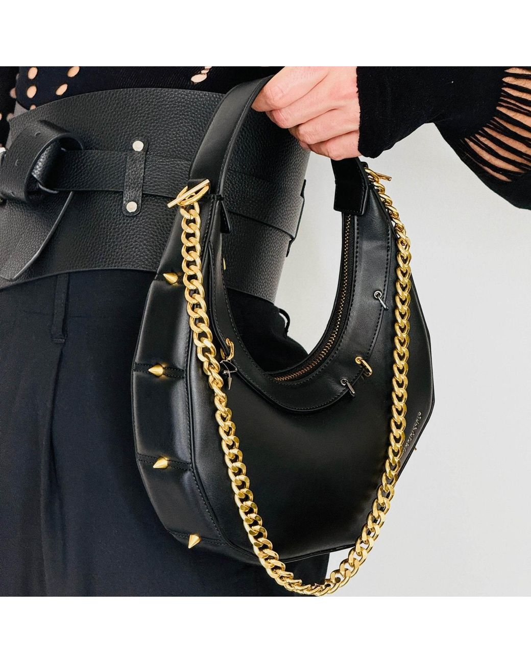 Pimpinicchio New York Black Asymmetrical Hobo Bag