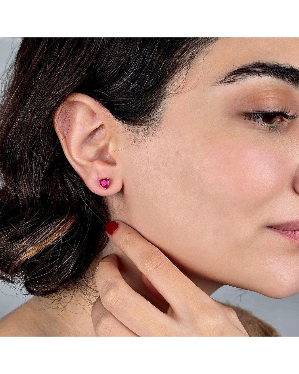Sophelia Purple Ruby Heart July Birthstone Stud Earrings
