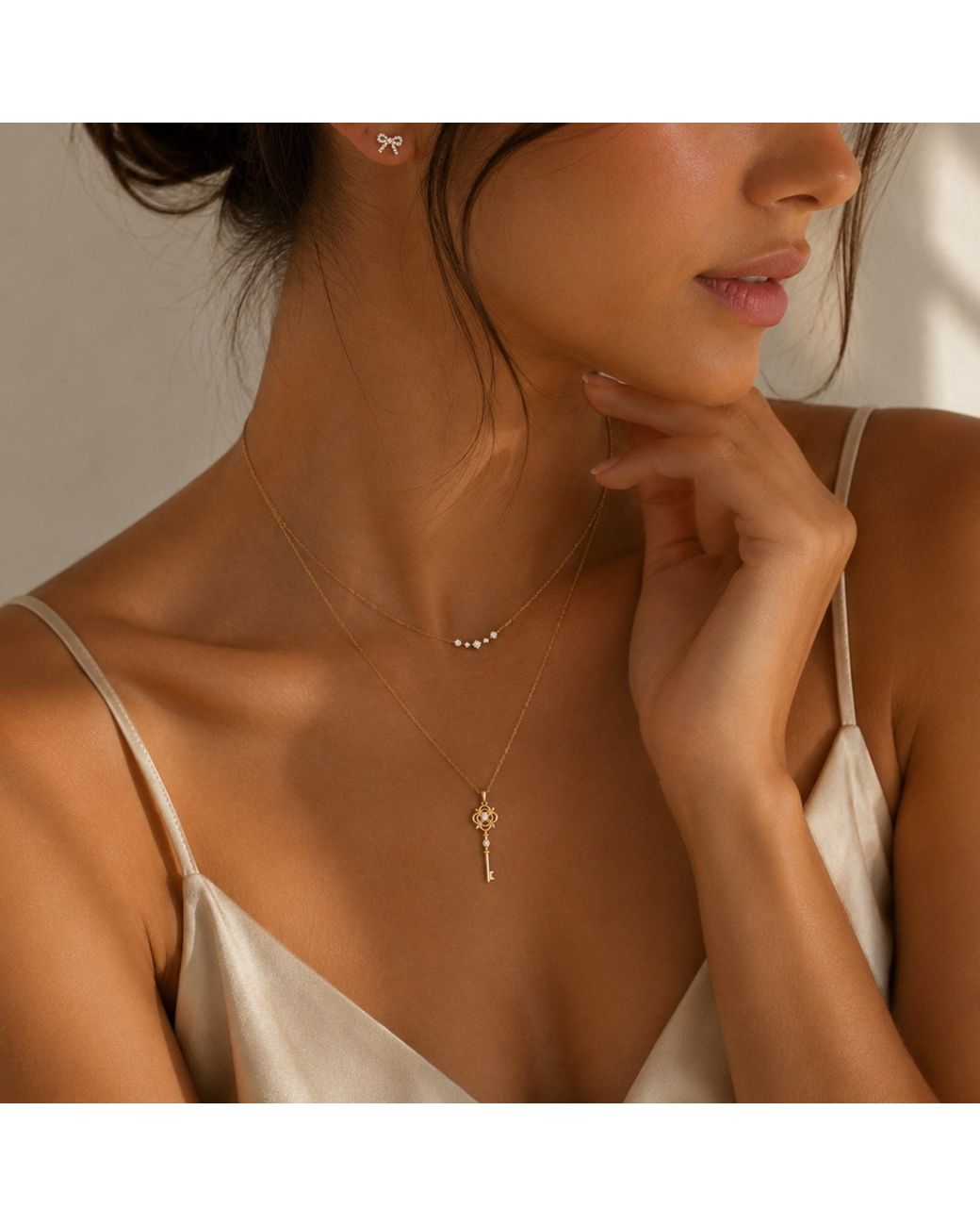 Spero London Metallic Sterling Ancient Key Necklace