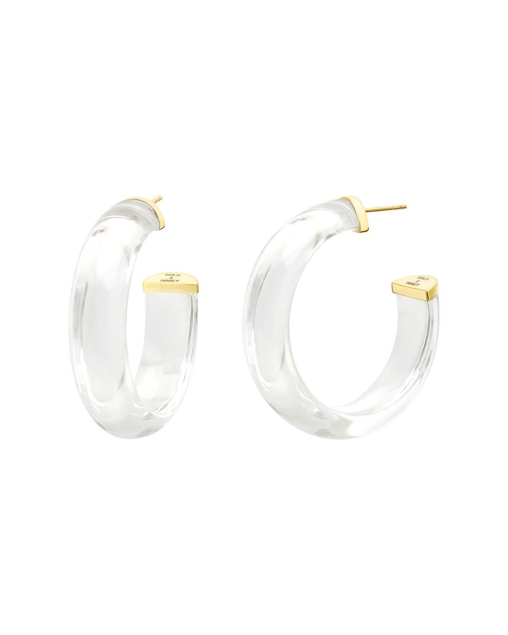 Gold & Honey White Small Clear Illusion Hoop Earrings