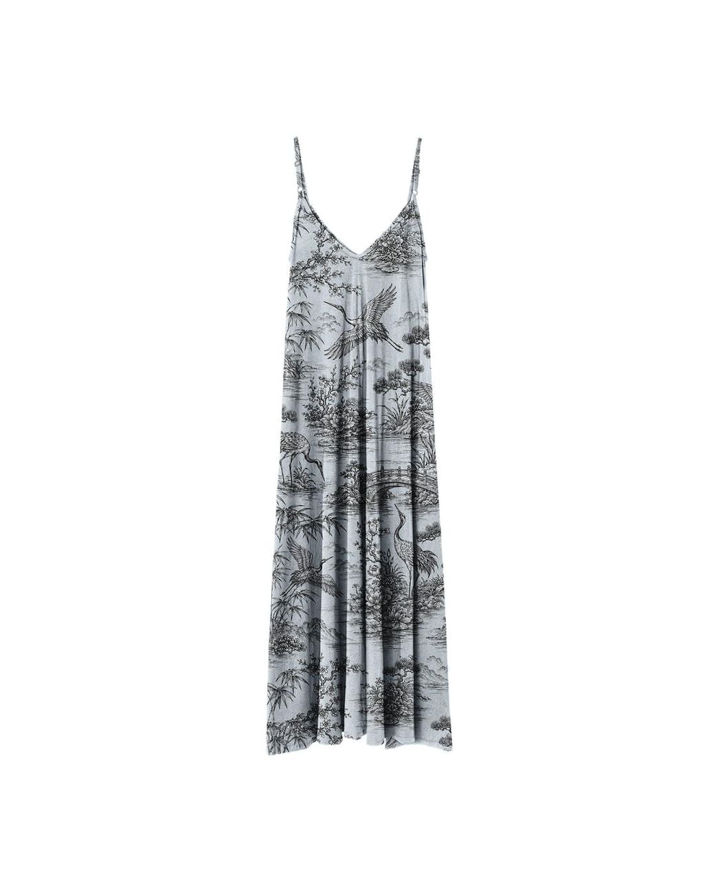 Aloha From Deer Gray Crane Garden Maxi Dress