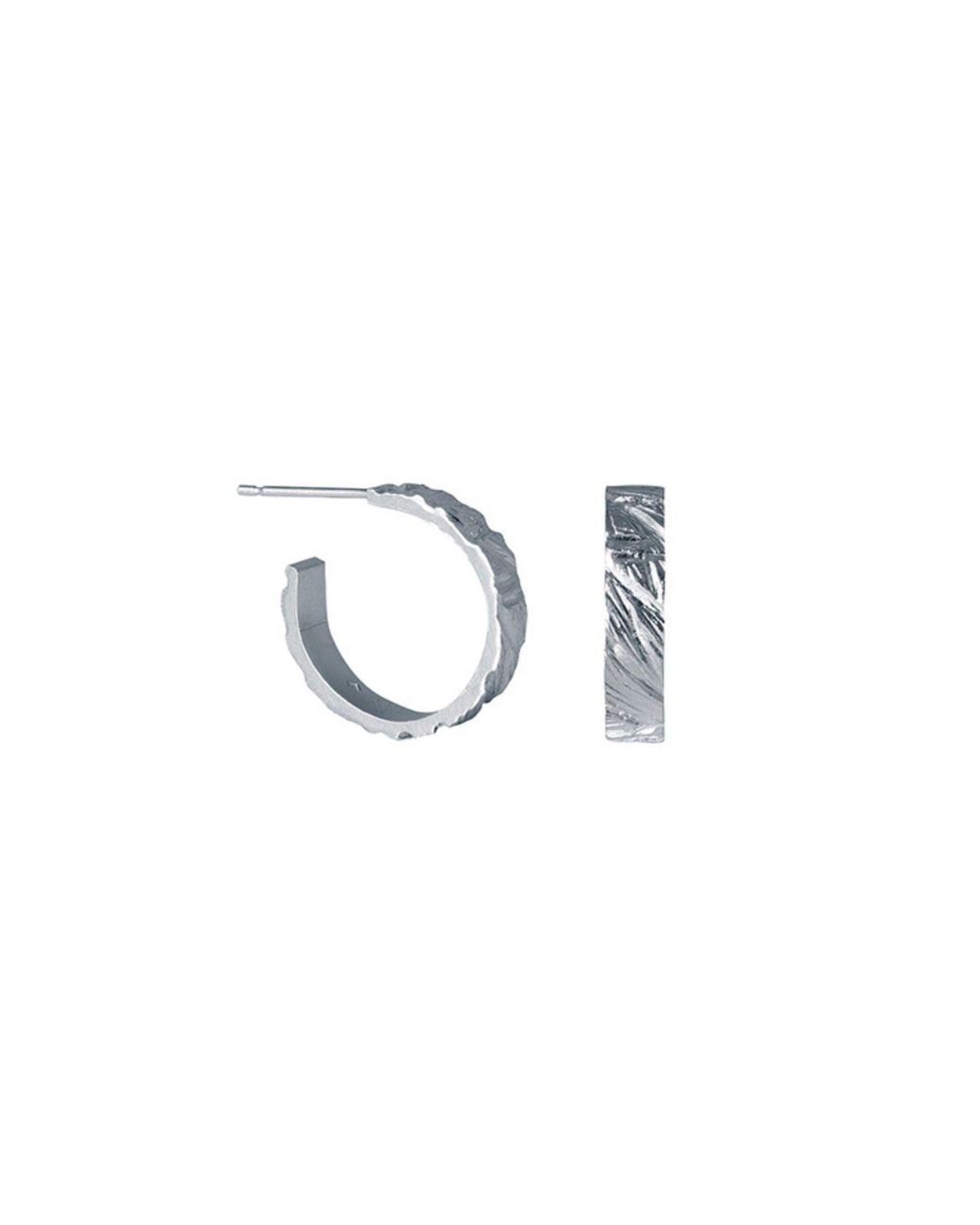Edge Only Metallic Rugged Hoop Earrings Sterling