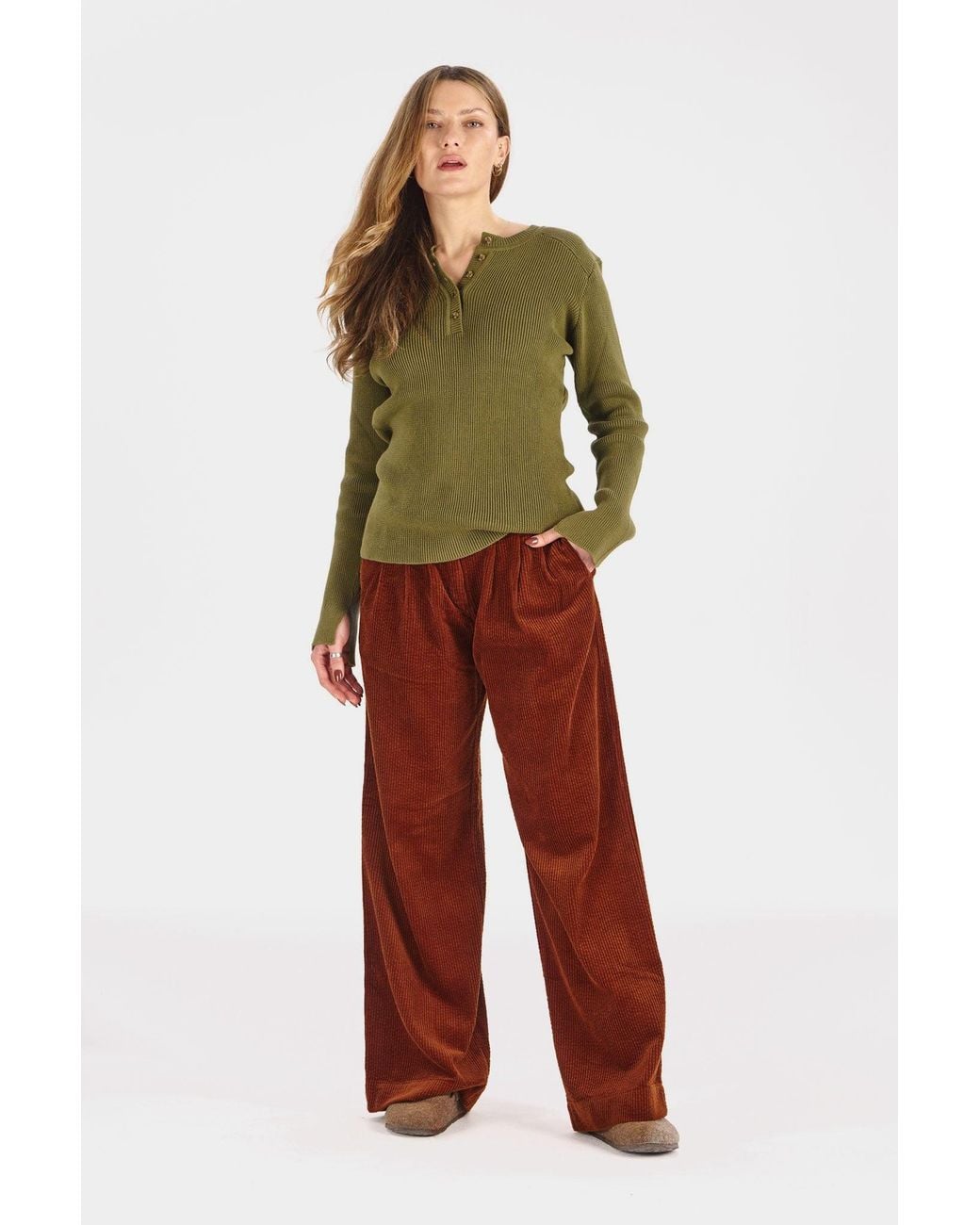 Komodo Red Lola Organic Cotton Corduroy Trousers
