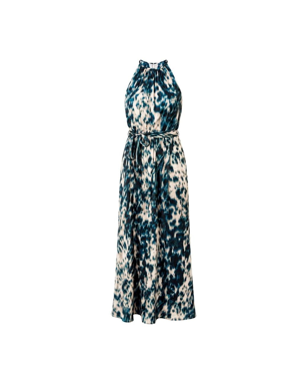 Oh!Zuza Blue Neutrals Echo Satin Viscose Maxi Dress With Belt