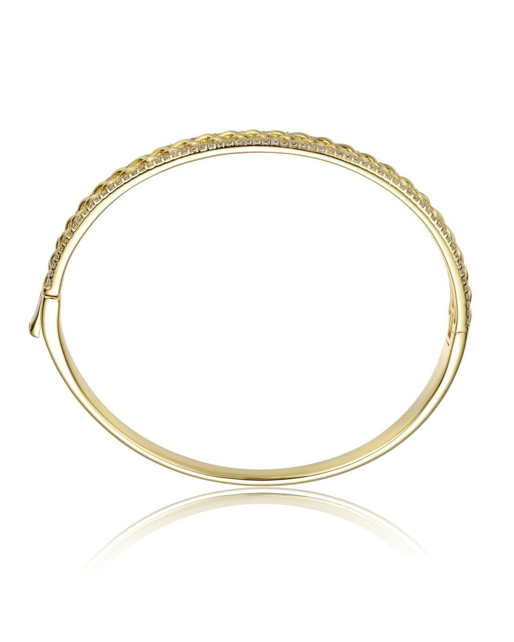 Genevive Jewelry Metallic Genevive Sterling Plated With Cubic Zirconia Chain Link Stiff Bangle Bracelet