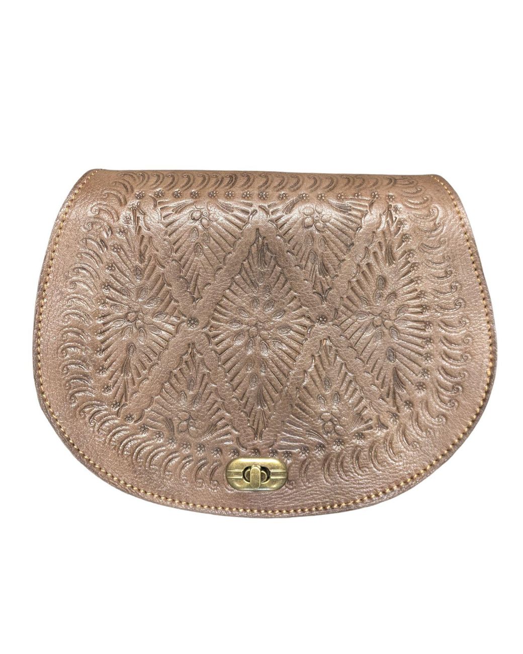 Berber Leather Brown The Temara Embossed Saddle Bag
