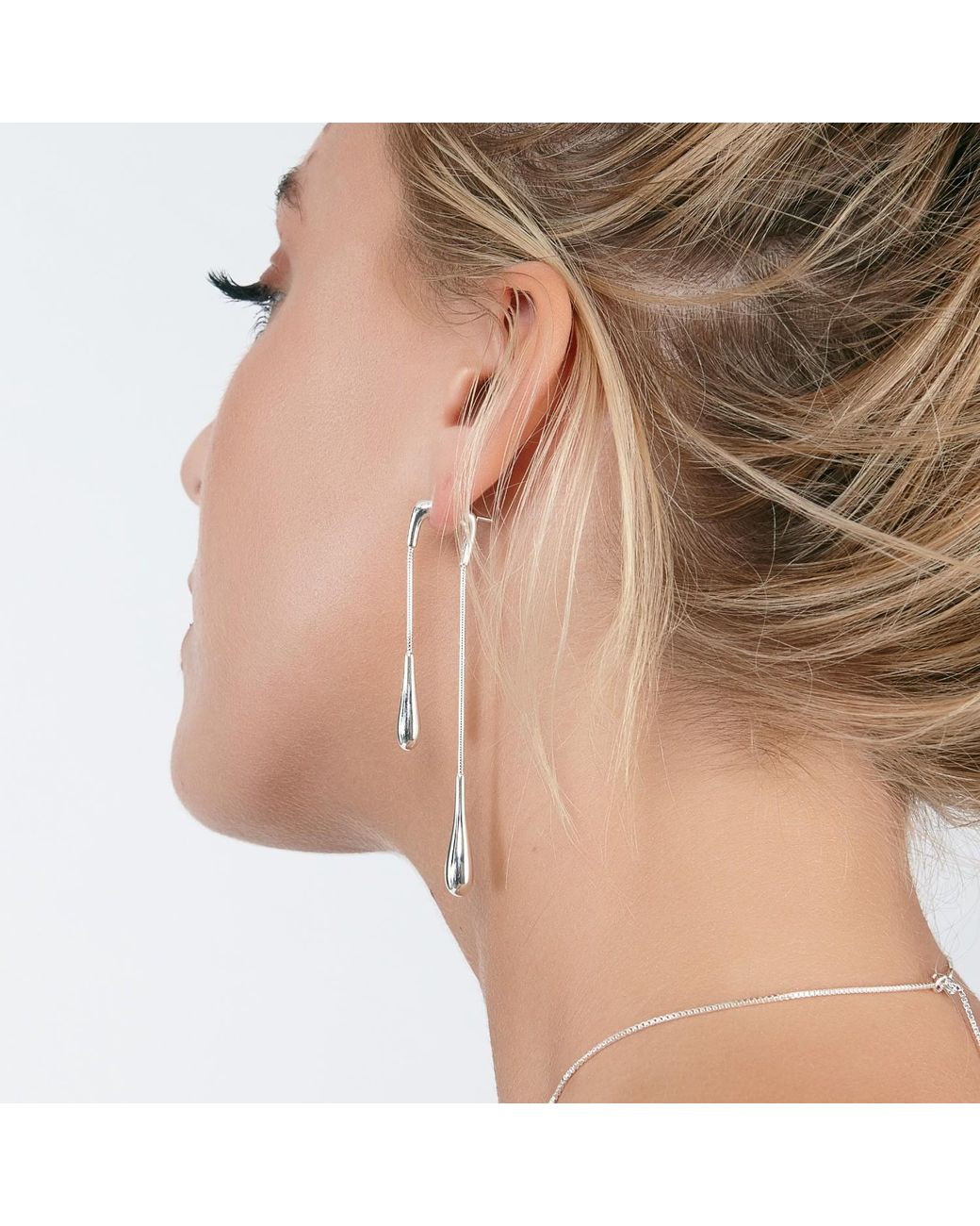 Lucy Quartermaine White Sterling Double Drop Earrings Front And Back