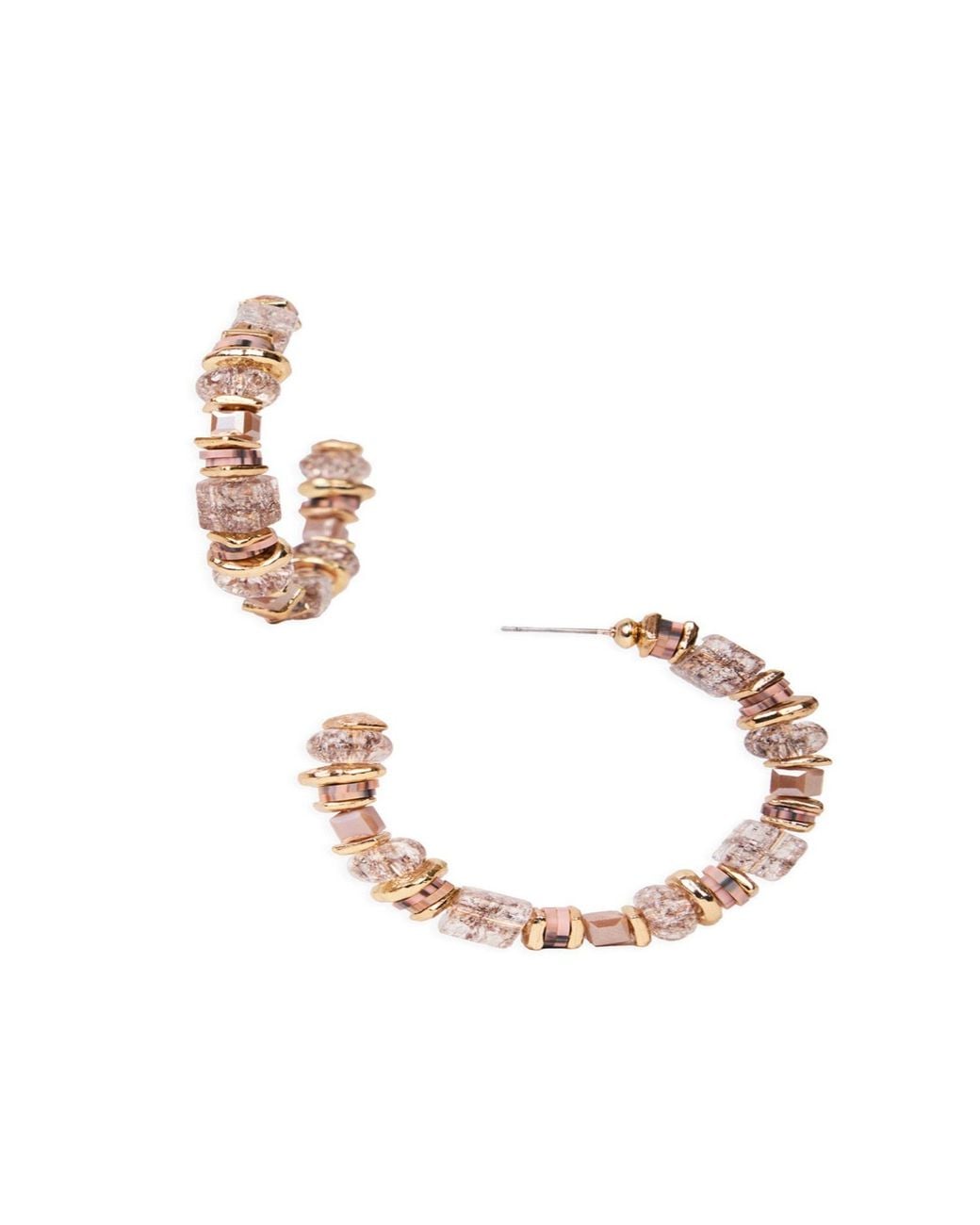 Saachi Metallic Beaded Crystal Hoop Rose Earring