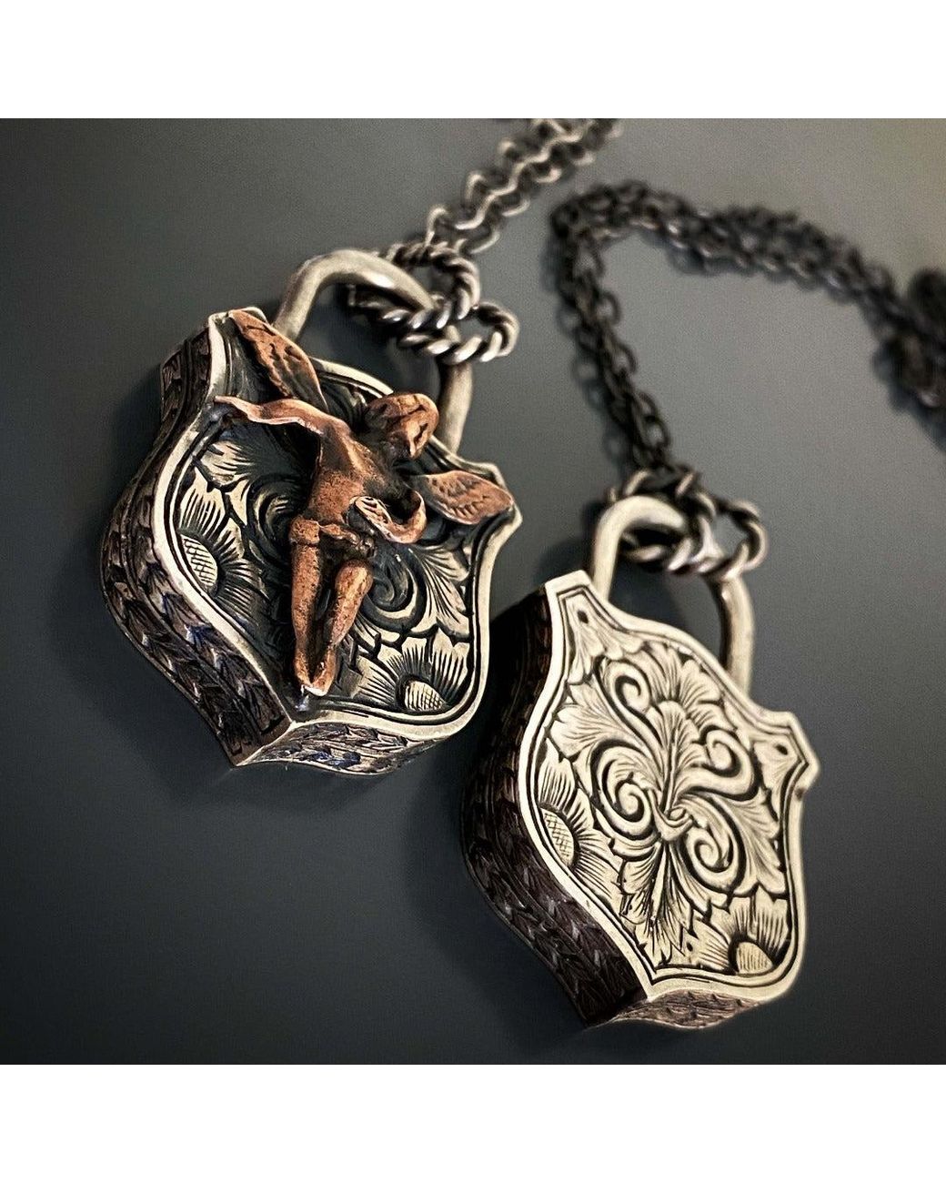 Ebru Jewelry Metallic Sterling Guardian Angel Unique Necklace