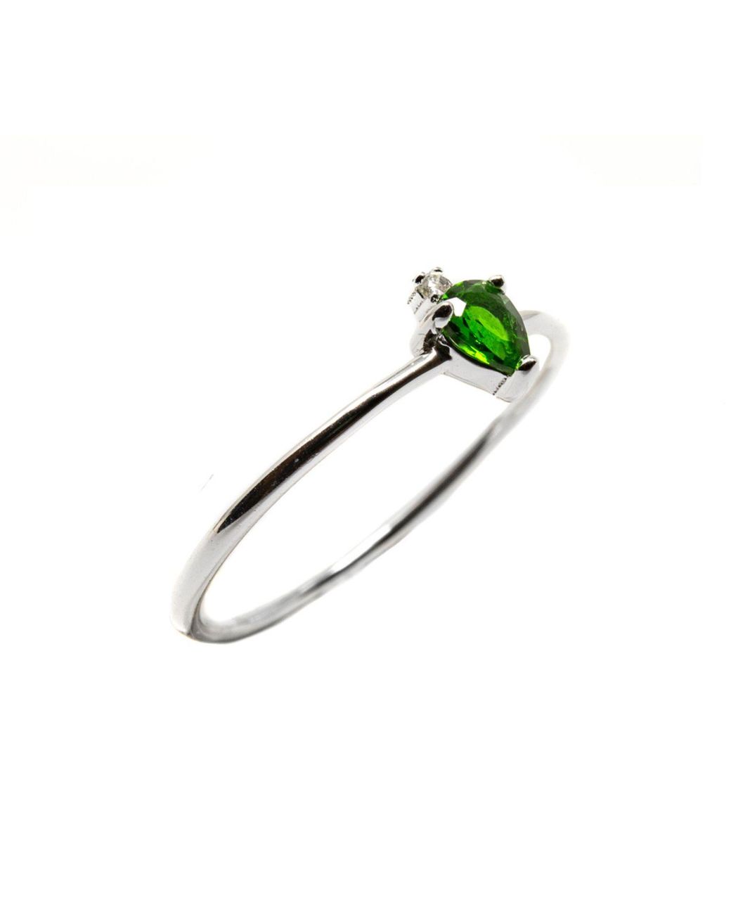 NASI SILVER Green Pear Atarah Ring- Chrome Diopside & Topaz