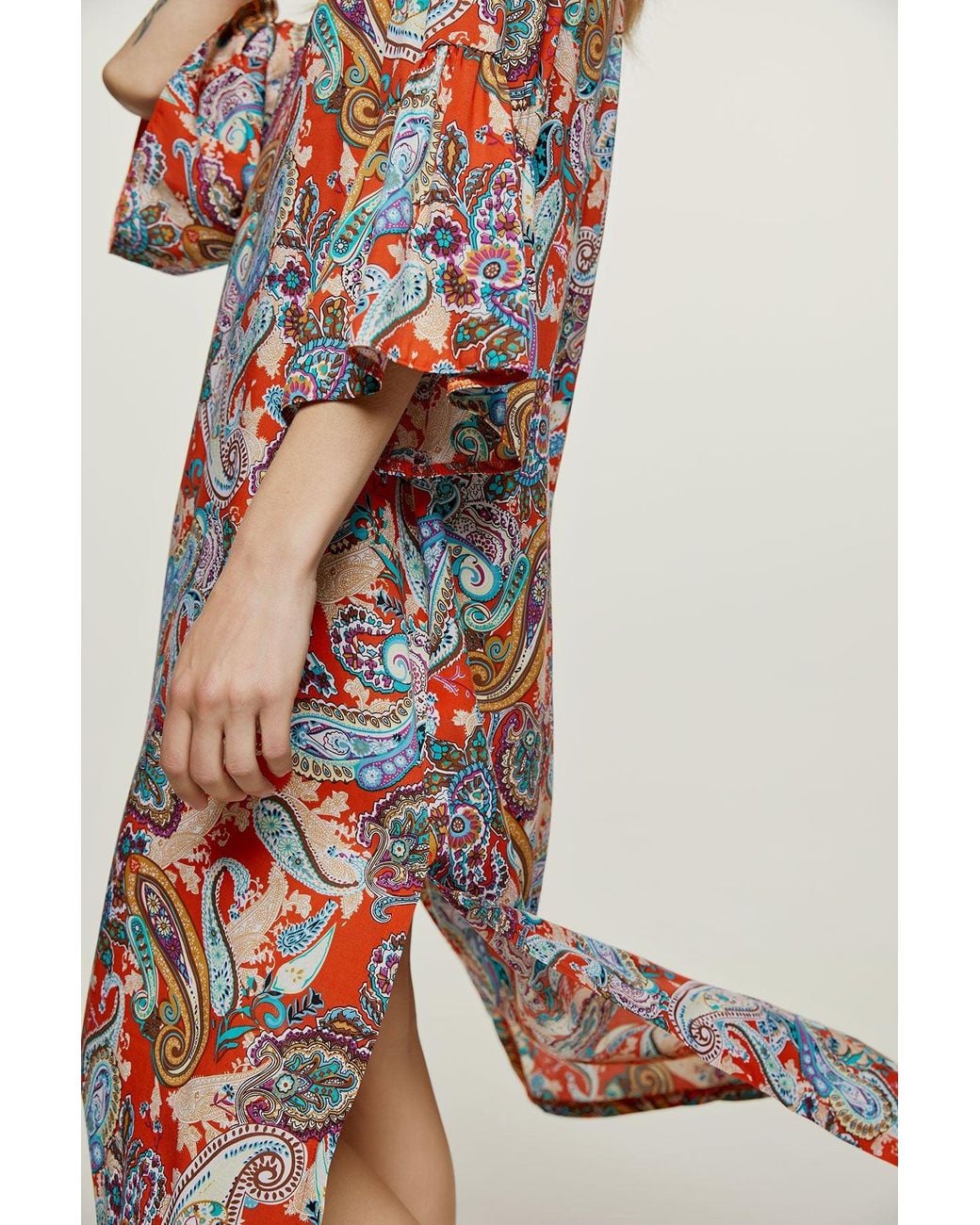 Conquista Red Paisley Kaftan Style Dress