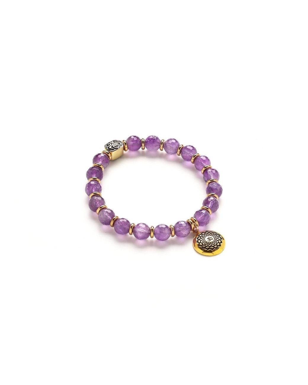 Seven Saints Purple Crown Chakra Amethyst Activation Bracelet, Plated