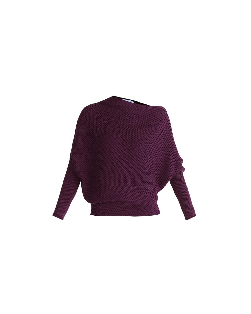Paisie Purple Draped Asymmetric Knit Jumper