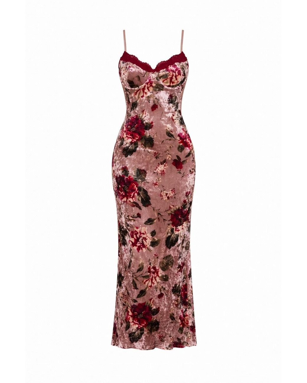Date Boutique Rosalie Velvet Floral Maxi Dress in Red | Lyst Date Boutique Rosalie Velvet Floral Maxi Dress in Red | Lyst