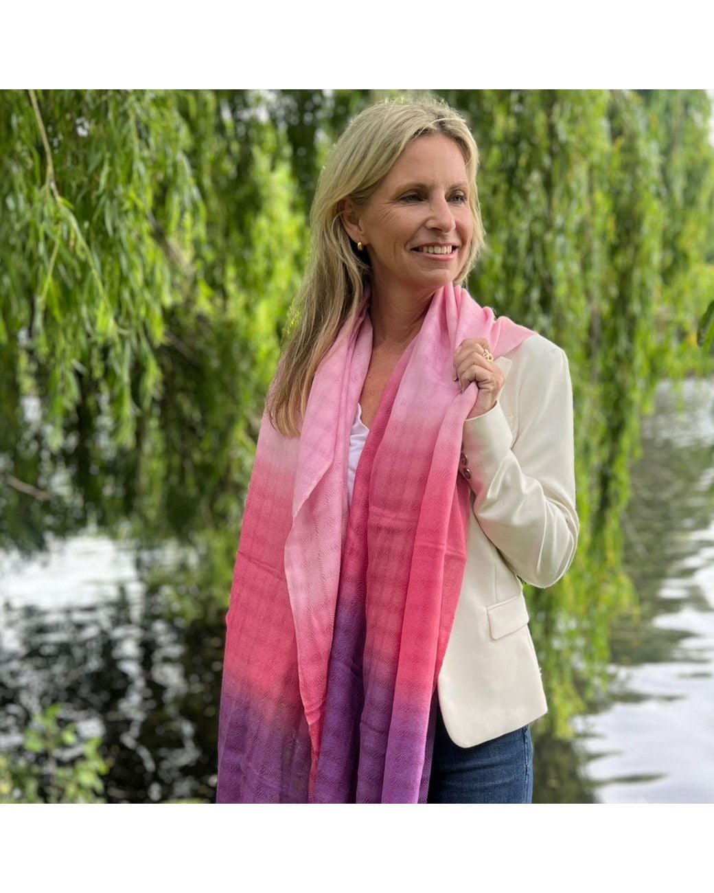 Heritagemoda Purple Handwoven Ombré Pure Wool Scarf