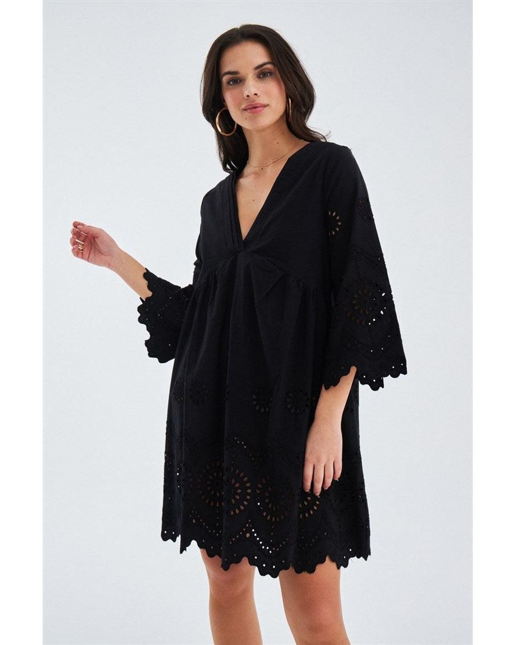 Peraluna Black Hiromi Pure Cotton Mini Dress