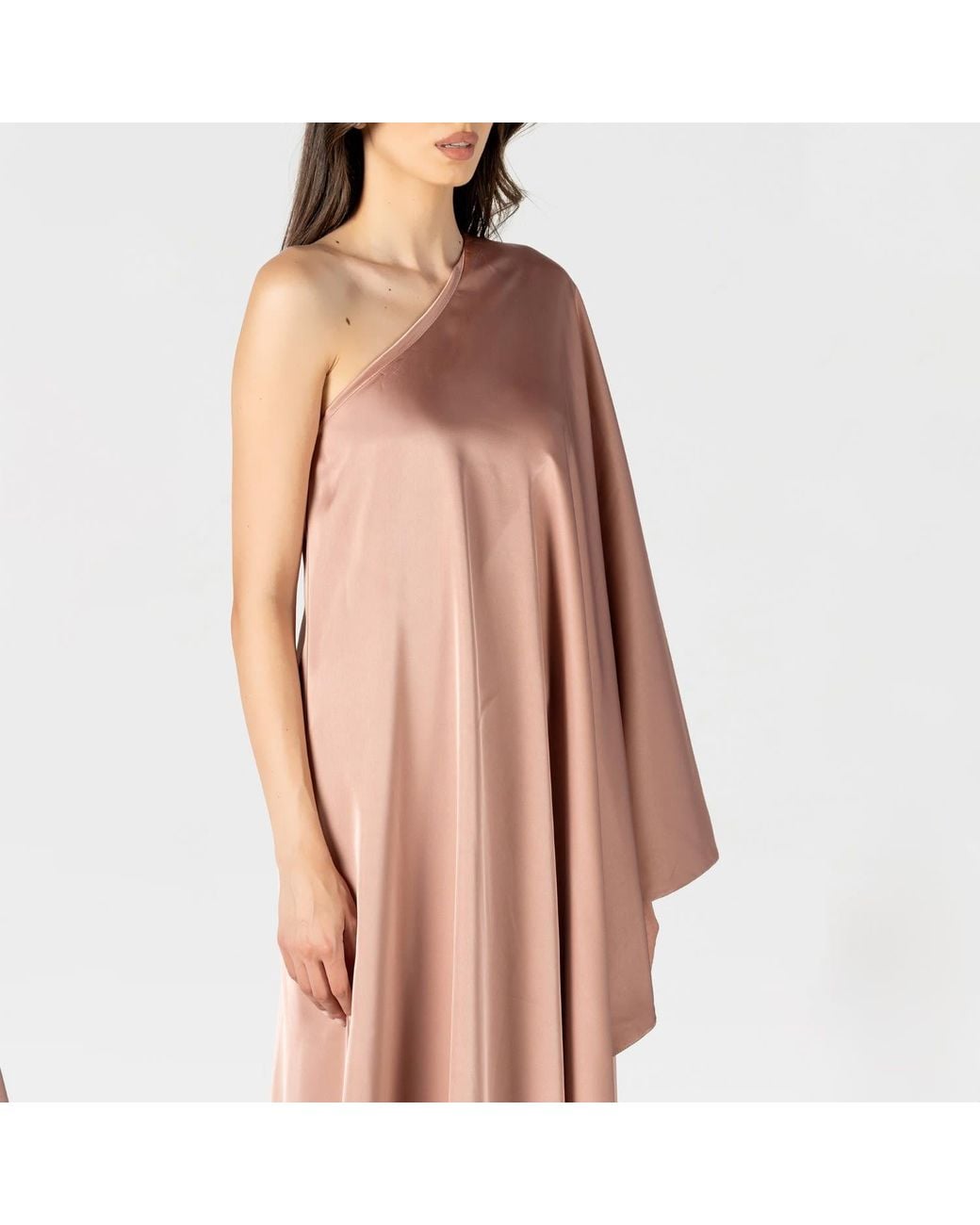 LIA ARAM Pink Neutrals Mono Drape Greige Gown