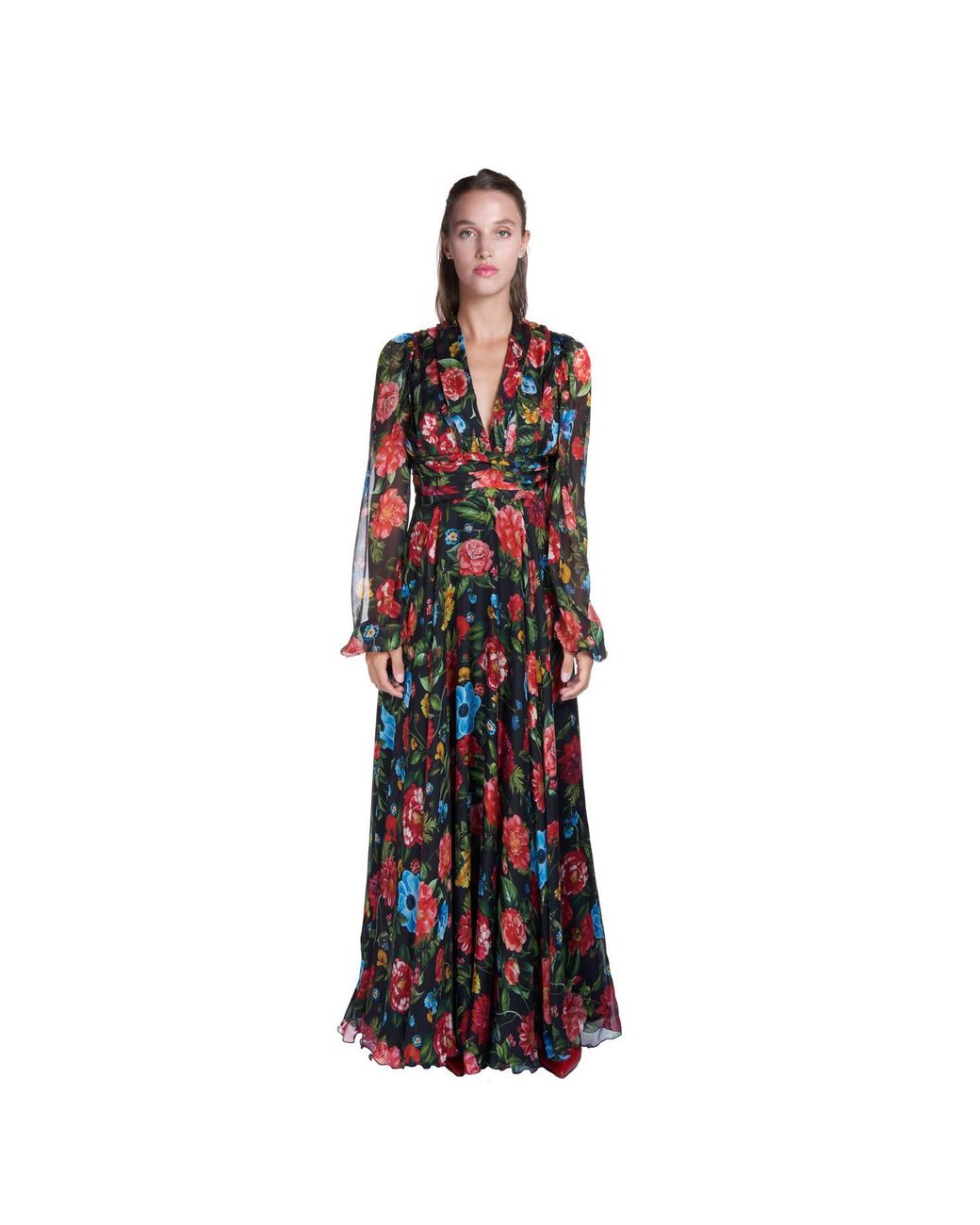 Sofia Tsereteli Black Evening Dress In Silk Chiffon