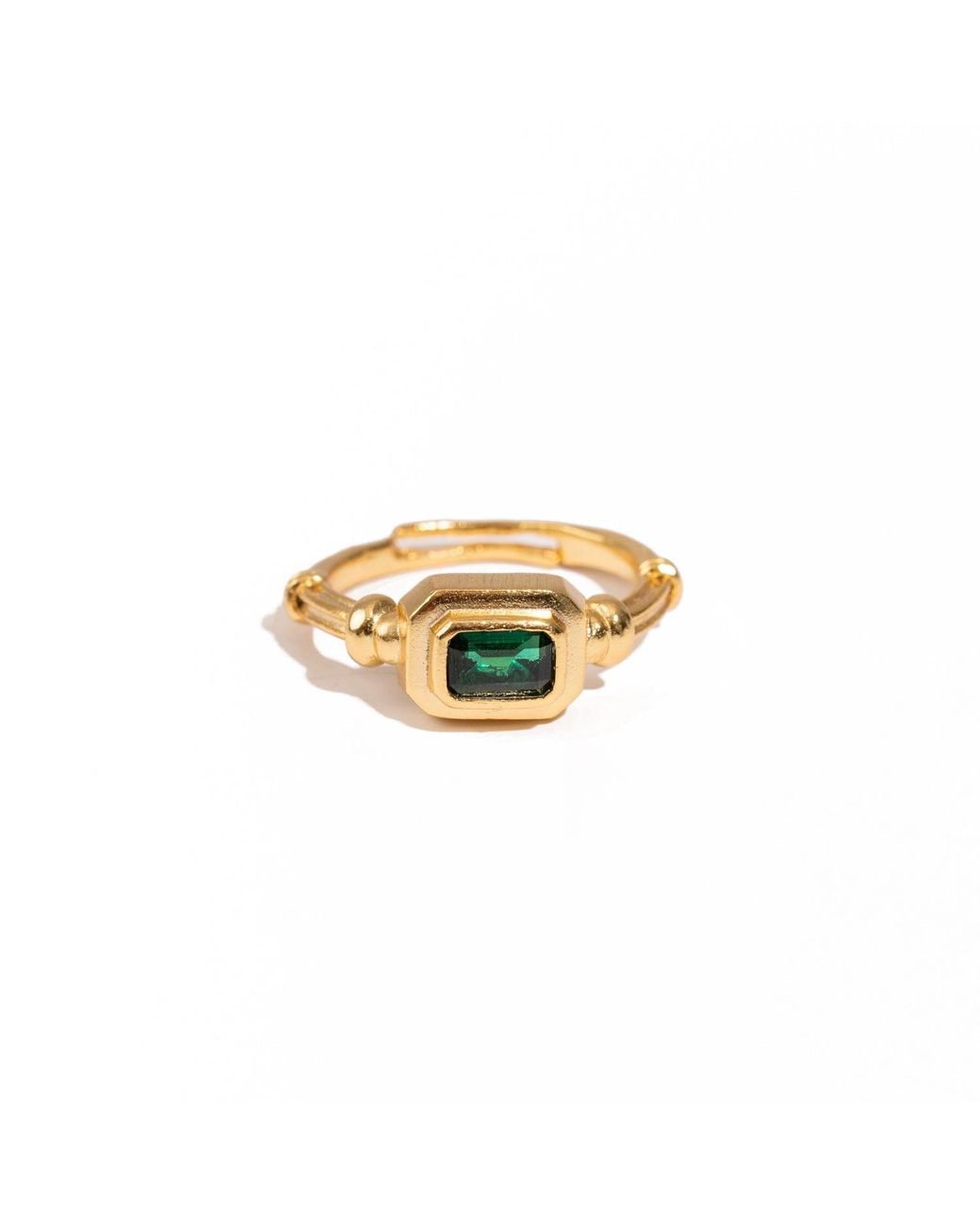 Ebru Jewelry White Emerald Glow Minimalist Adjustable Ring