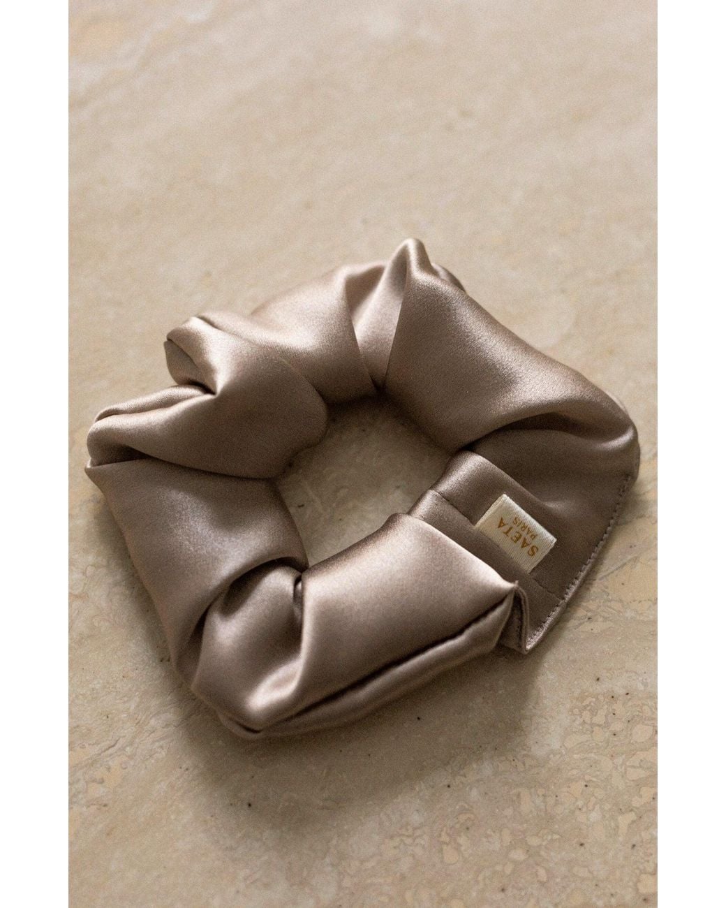 SAETA Paris Brown Neutrals Silk Scrunchie
