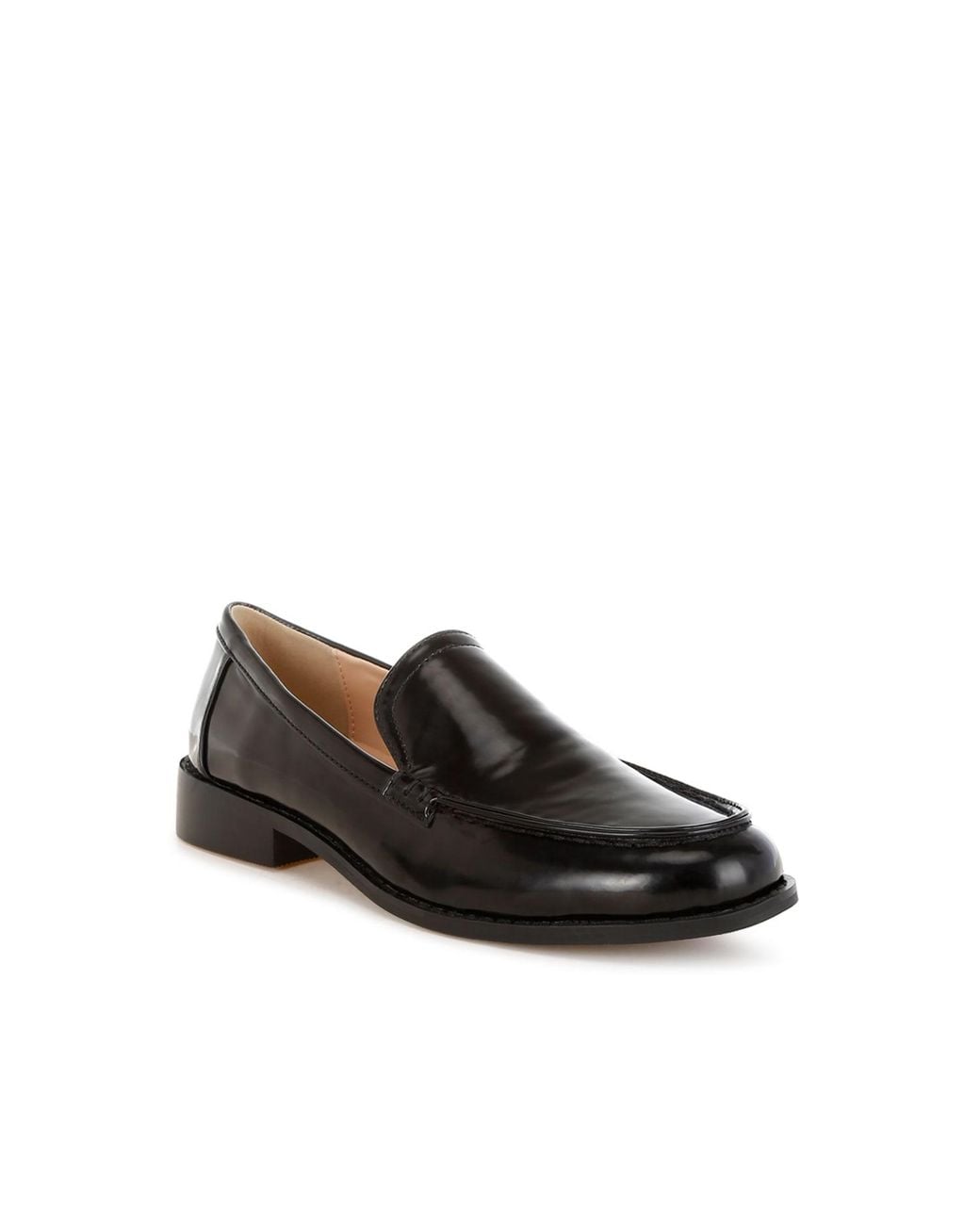 Rag & Co Black Corleone Pleather Stacked Heel Loafers