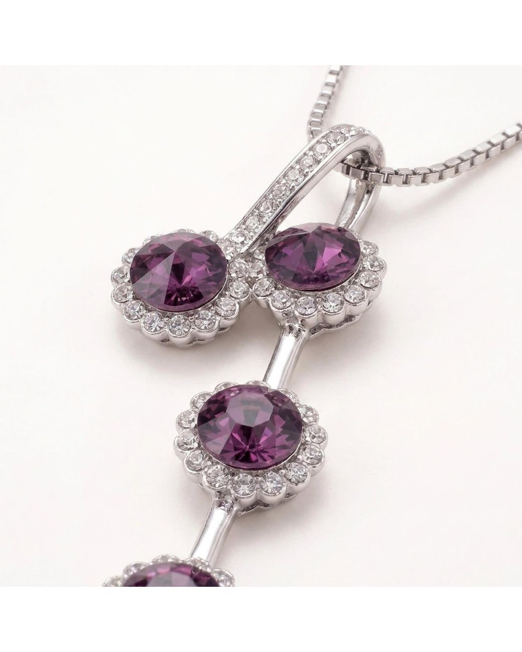 Modenaire Metallic Amethyst Sunflower Crystal Pendant Necklace