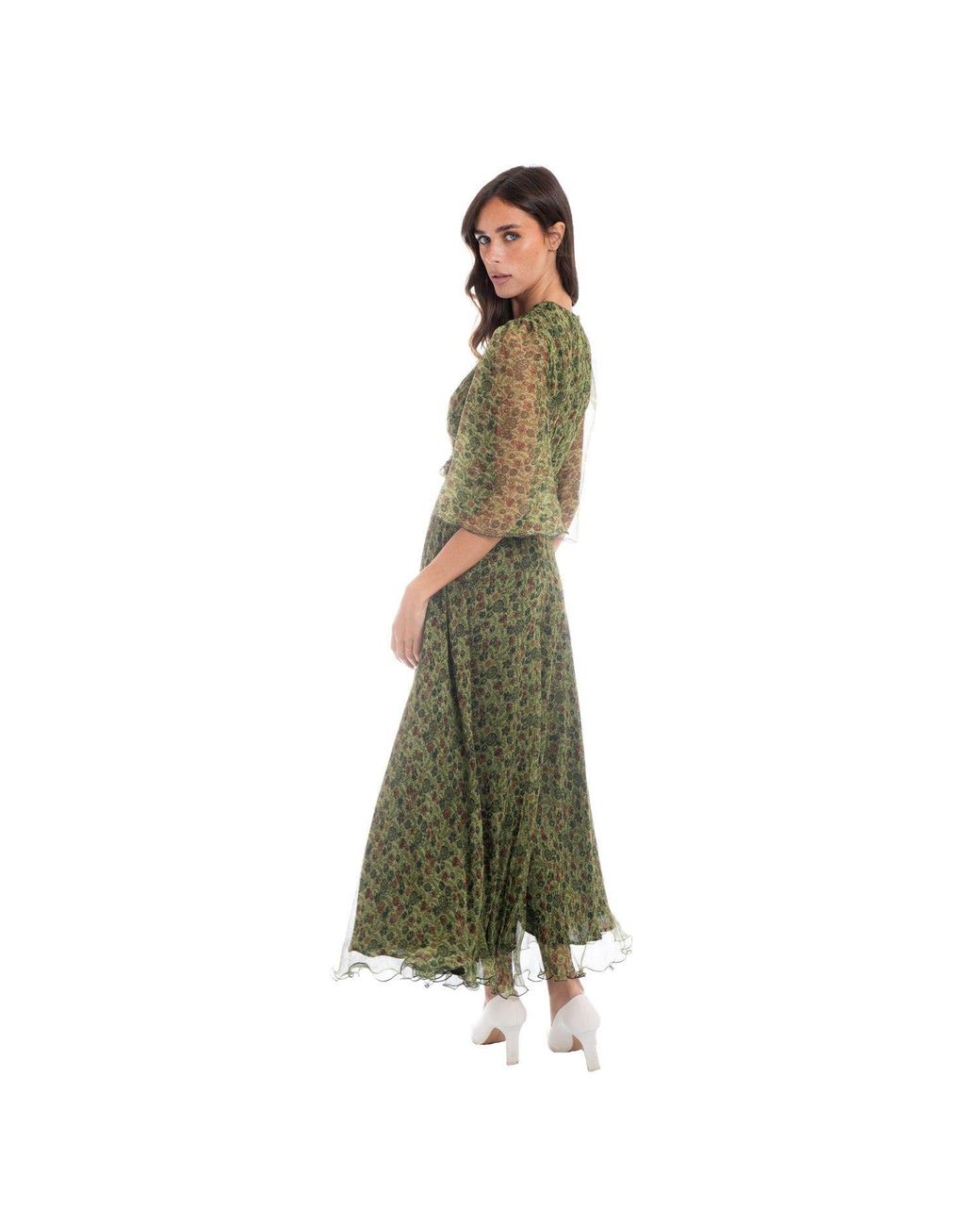 Sofia Tsereteli Green Floral Silk Gown