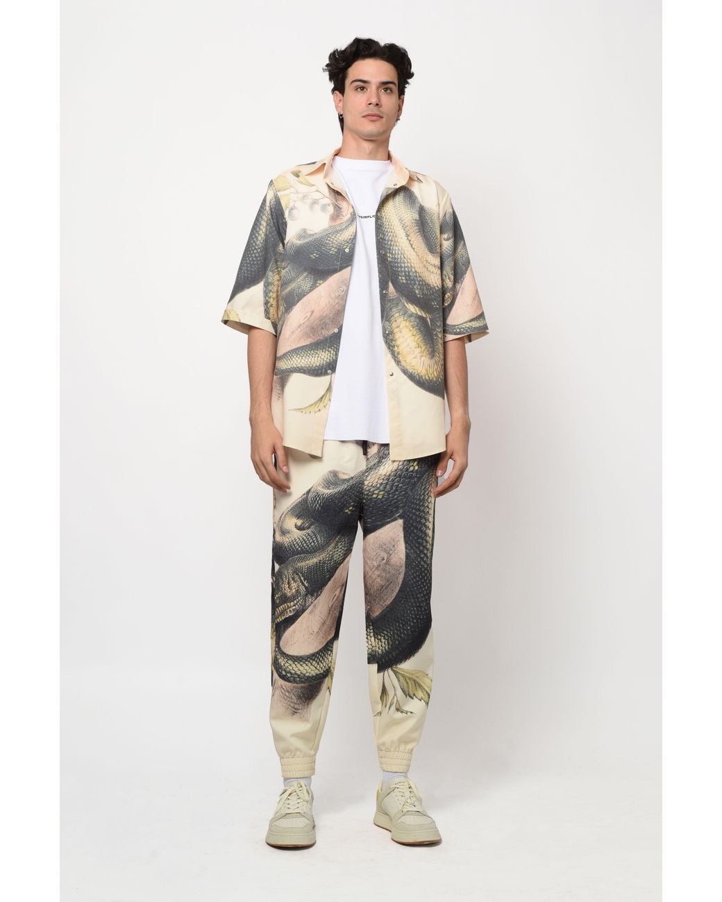 mysimplicated Gray Neutrals Short Sleeve Shirt And Trousers Set for men
