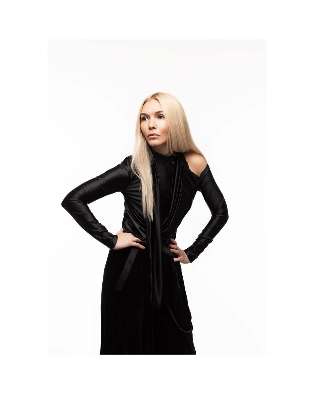 Julia Allert Black Wide-Leg Velvet Trousers With Satin Details