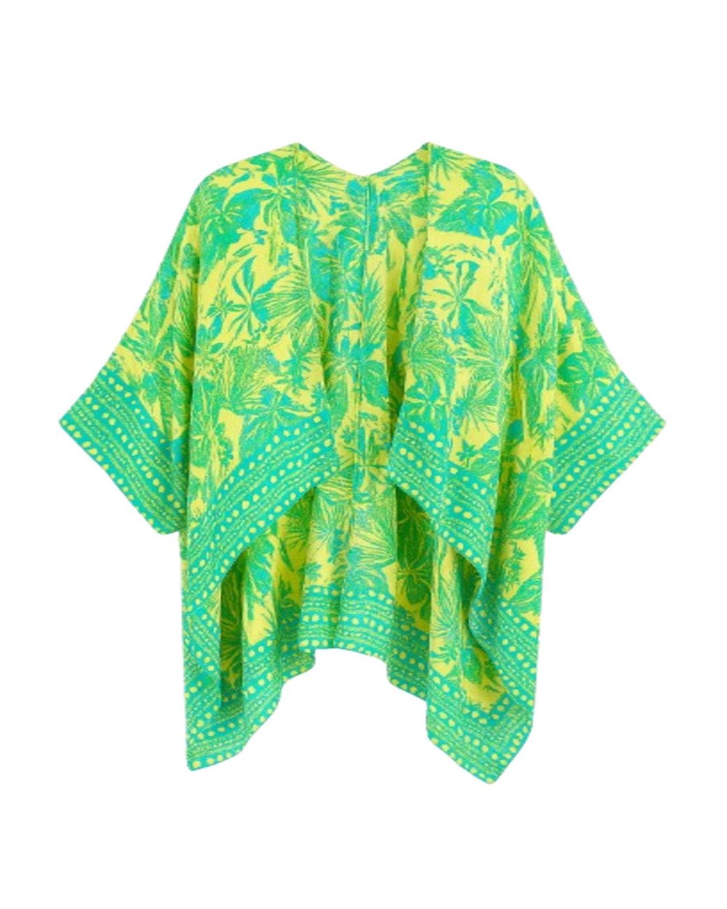 Saachi Green Tropical Print Kimono