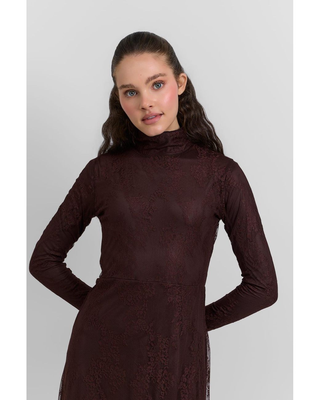 Rave on Trend Brown Lace Dress
