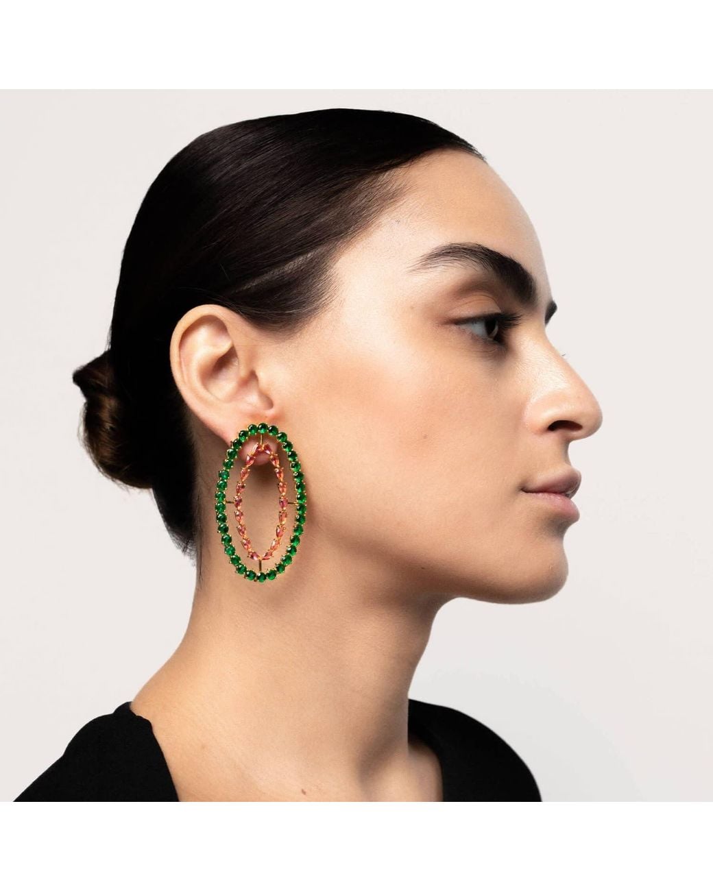 Lavani Jewels Fuchsia And Green Rivoli Earrings