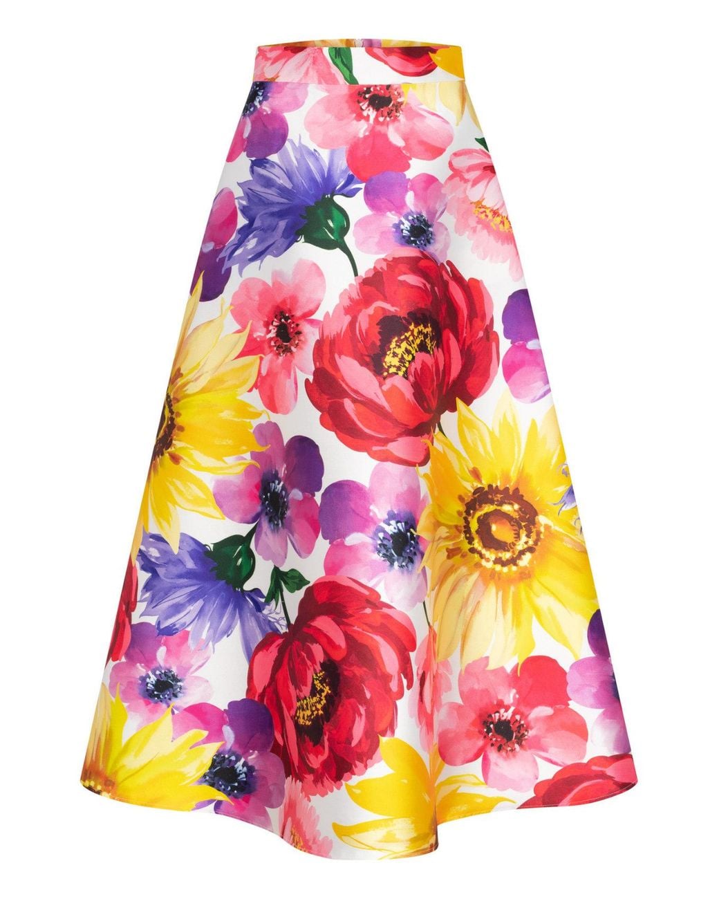 Marianna Déri Pink Summer Flowers Midi Skirt