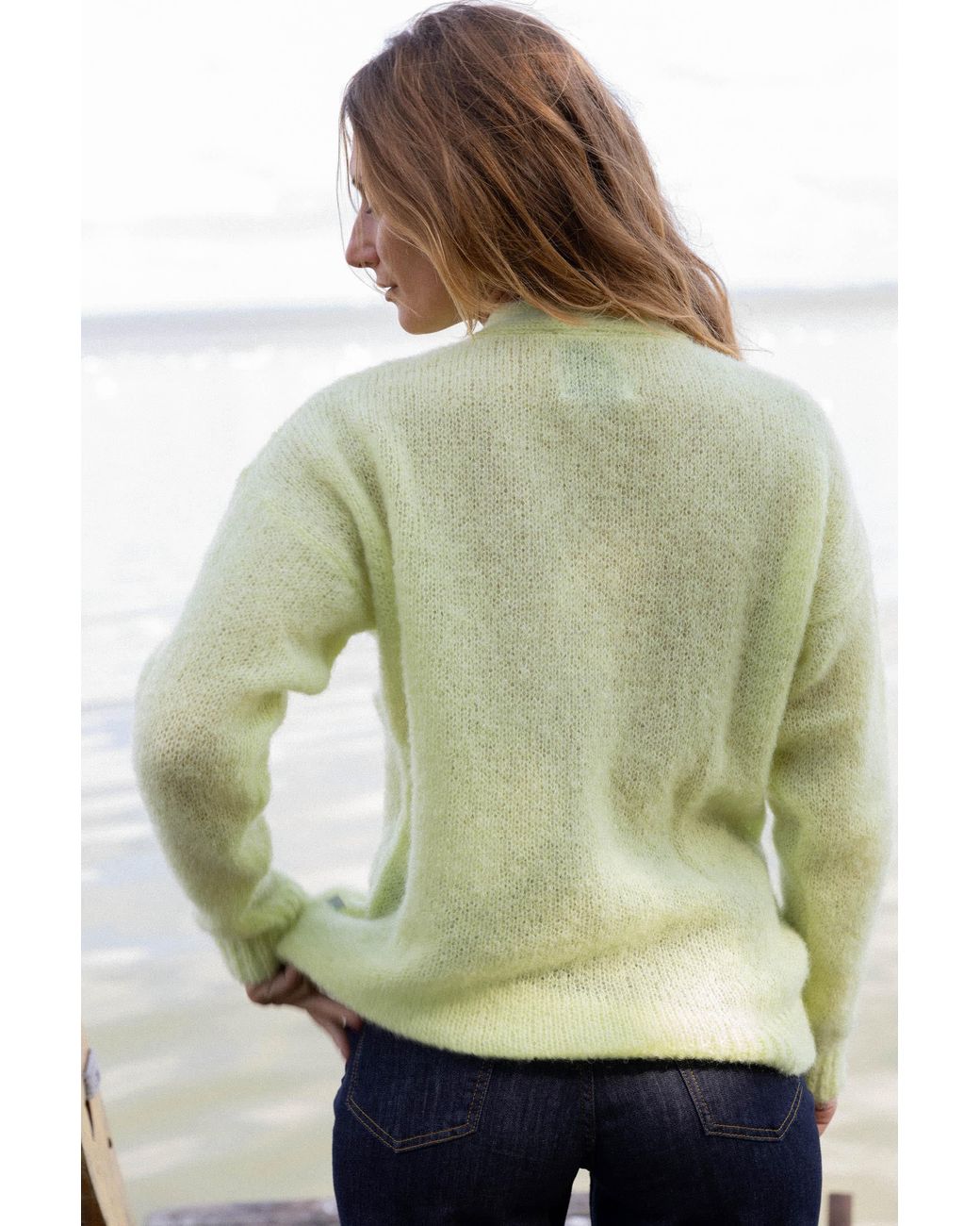SALANIDA Green Melody Mohair Cardigan Limone