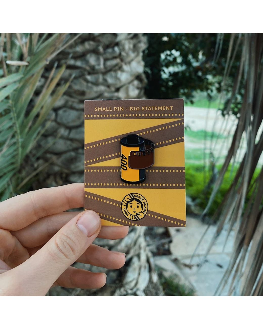 Make Heads Turn Yellow Enamel Pin Camera Roll