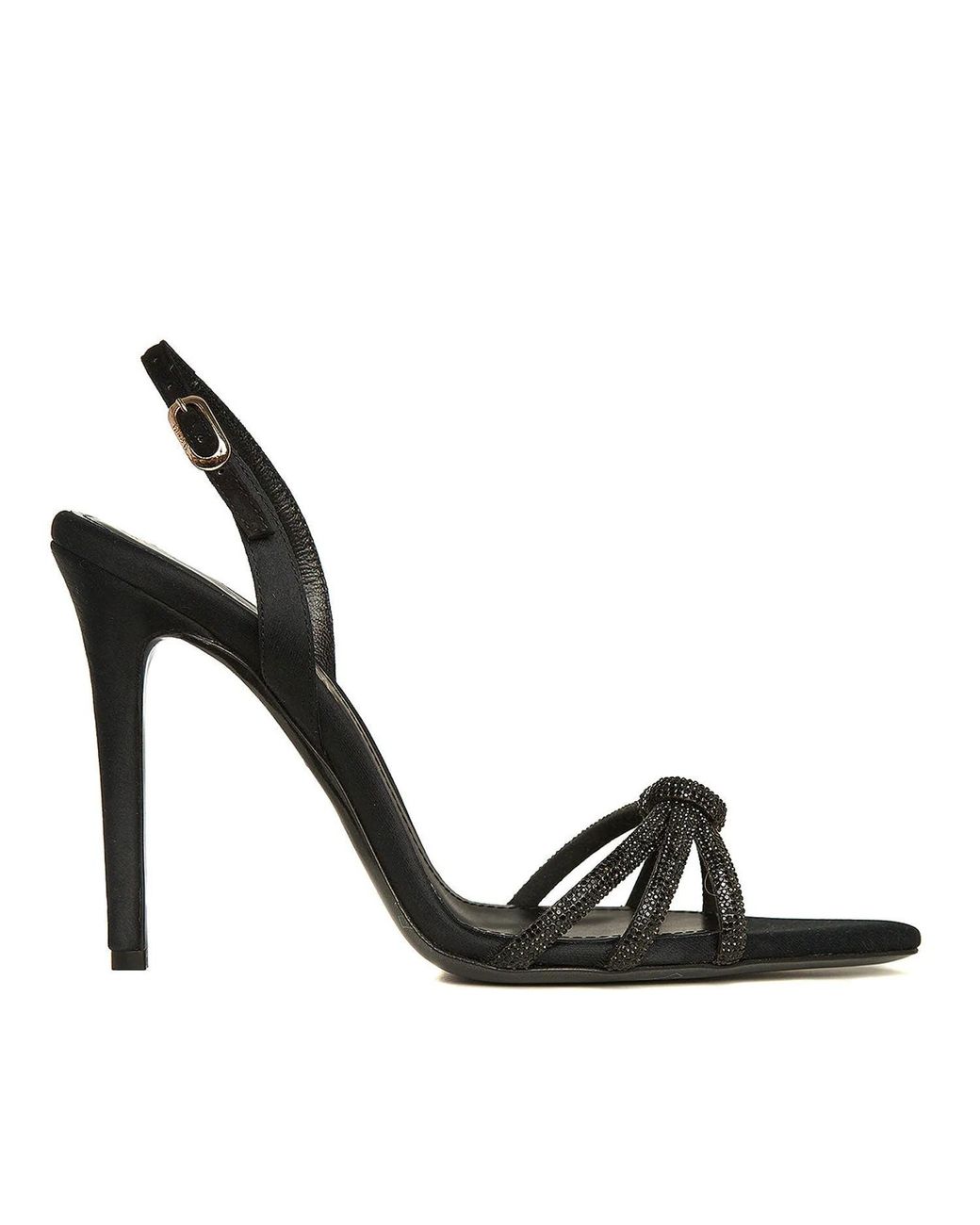 Ginissima Black Daisy Crystals And Satin Sandals