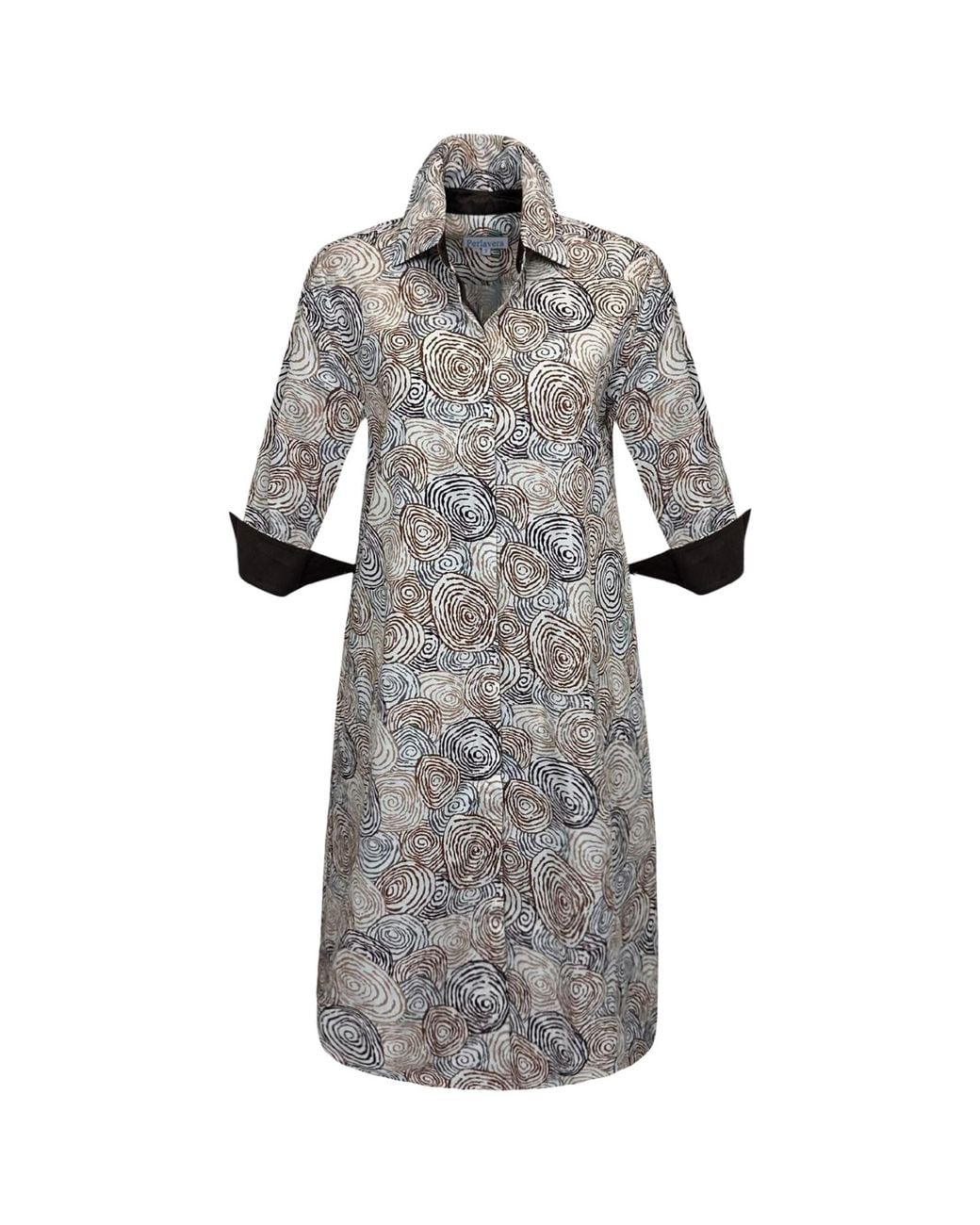 Perlavera Gray Clara Spiral Knee-Length Missy Fit Dress